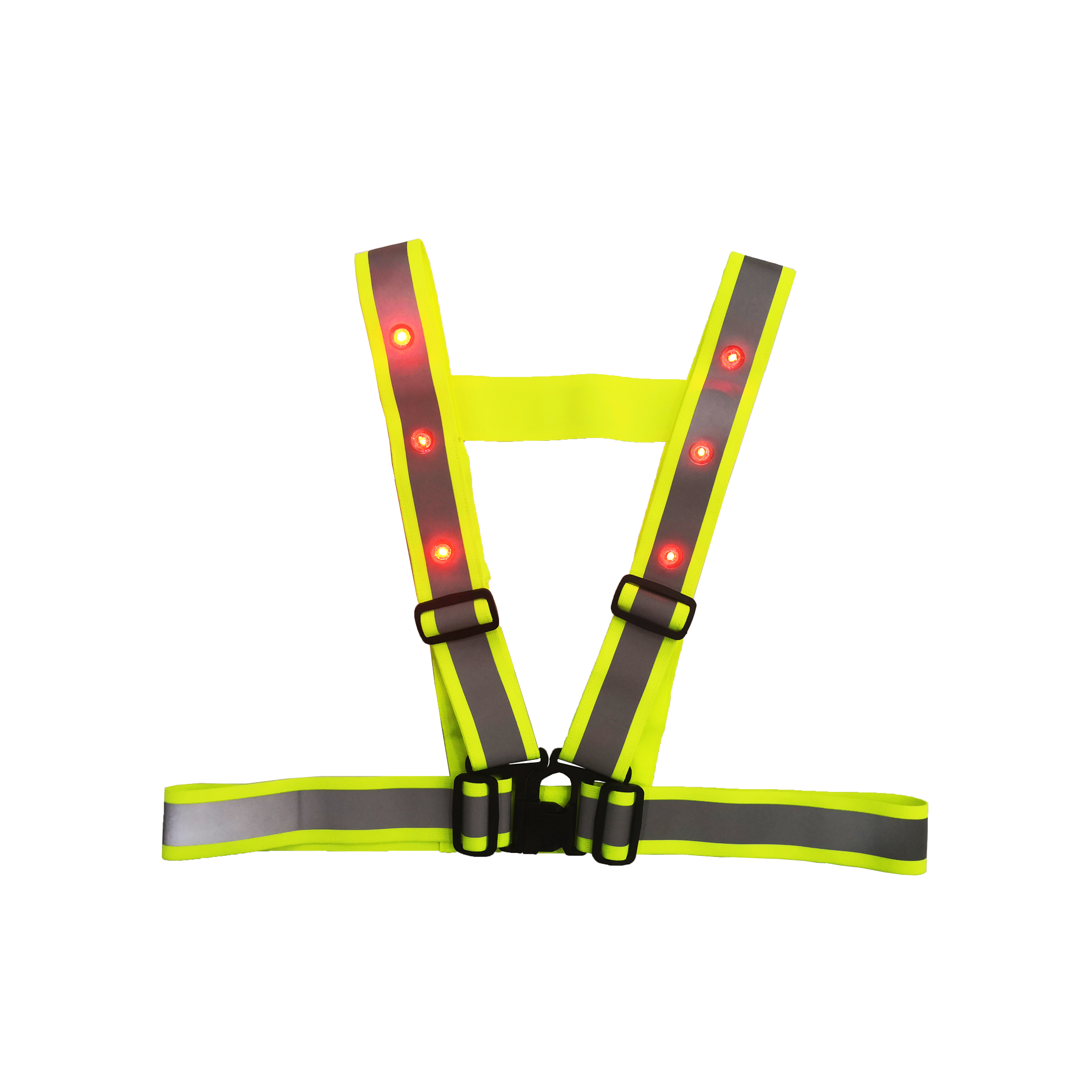 adjustable yellow reflective harness with red LED(advanced version)
